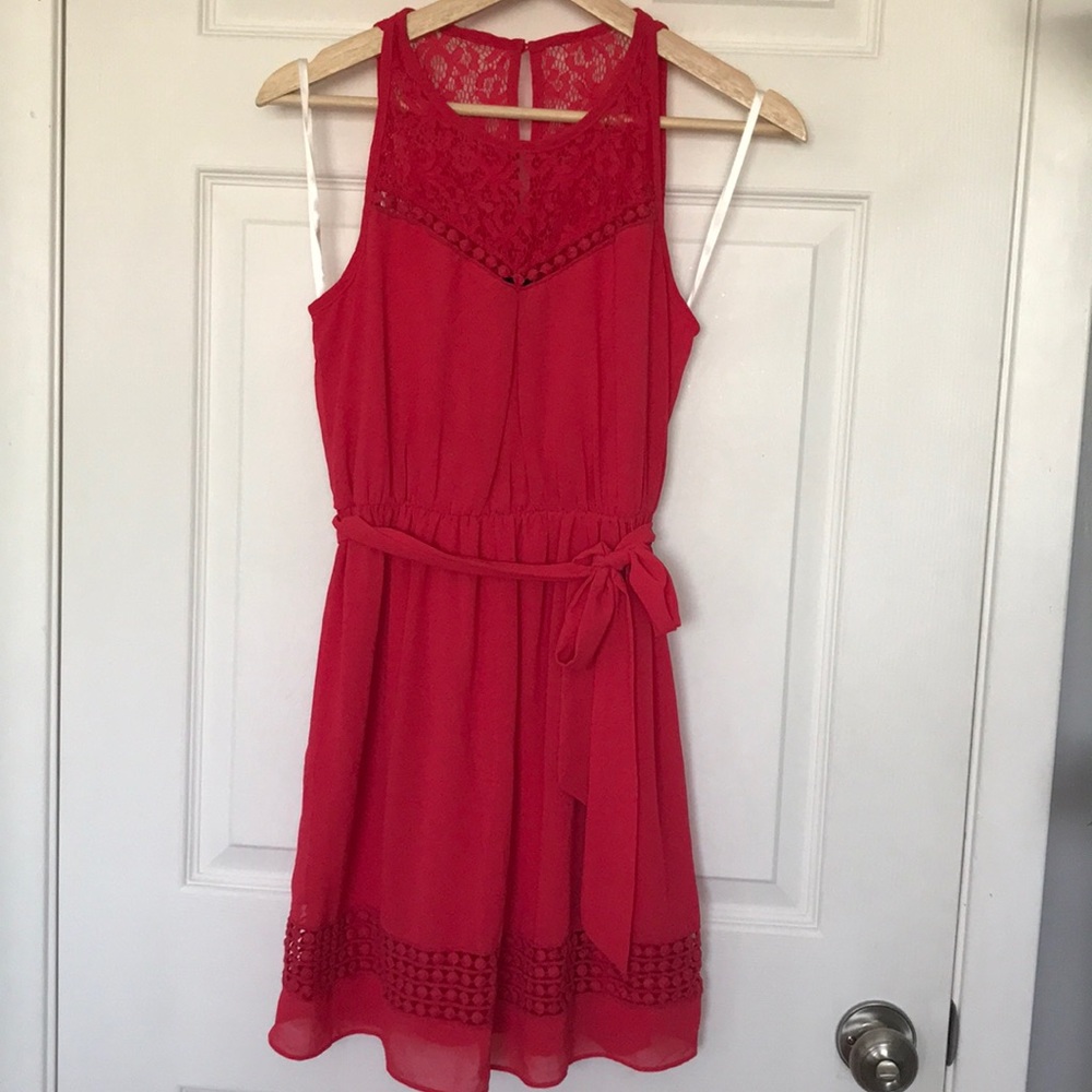 Candy apple red sheer dress